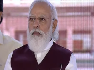 PM Narendra Modi inaugurates new defence ministry offices, slams Opposition for criticizing Central Vista project.