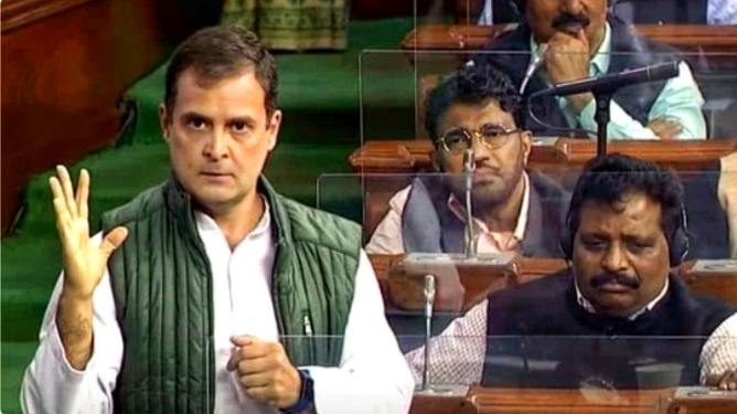 Rahul Gandhi addresses the Parliament Image Credit : Sansad TV
